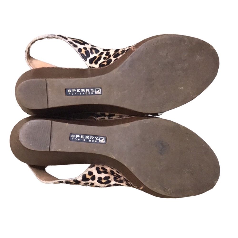 Sperry Womens Top Sider Southampton Leopard Print Cork Wedges Size 7 - Picture 5 of 7